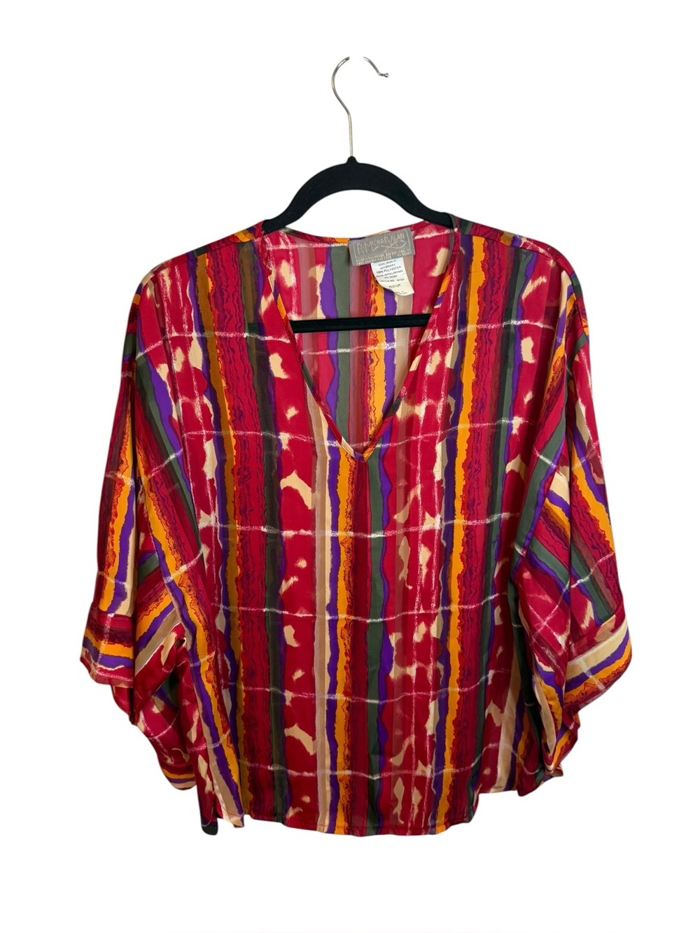 R. Michael Alan Vintage Colorful Semi Sheer Dolman Top